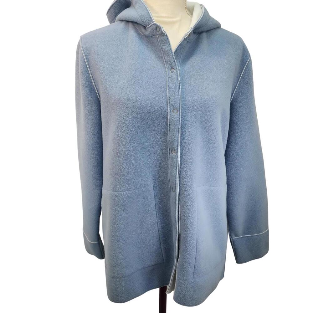 Vintage Lauren Ralph Lauren. Fleece Jacket Hooded Snap Front Blue Small NWT